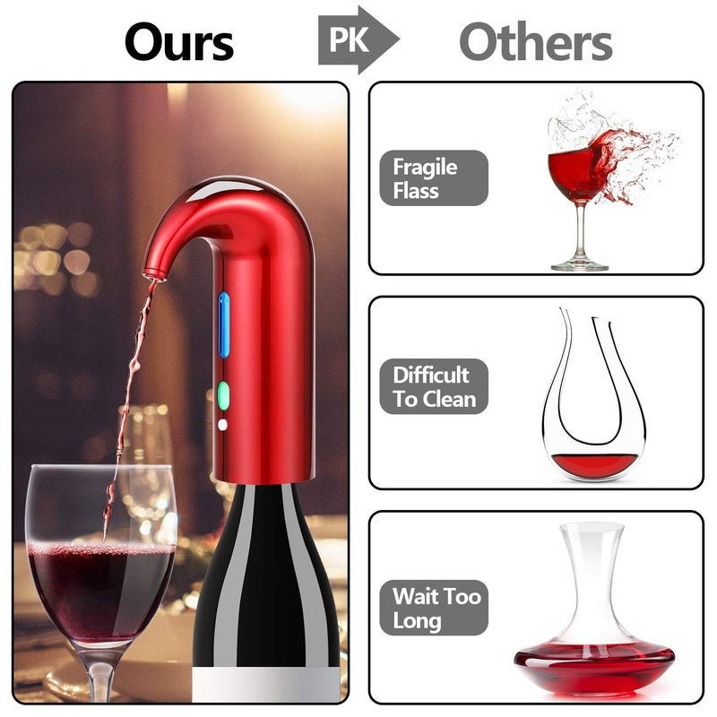 JIFAR Electric Wine Aerator Gifts Touch Portable Red - White Wine Accessories Aeration For Wine and Spirit Beginner and Enthusiast -Spout Pourer - Wine - Image 2